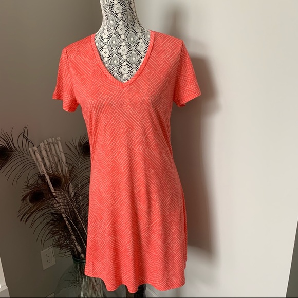 ICEBREAKER V-Neck T-shirt Dress Coral Medium - Picture 1 of 9